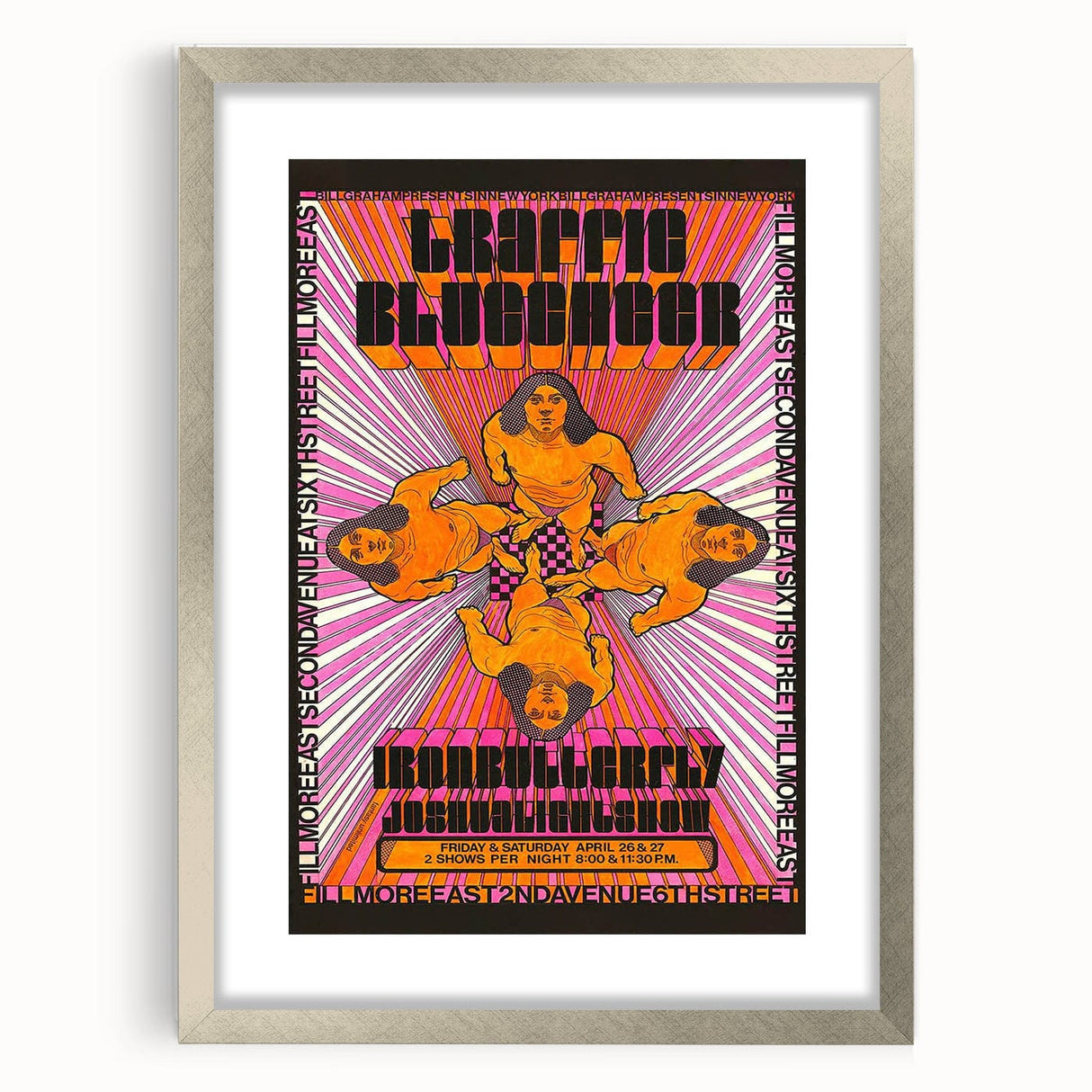 Traffic and Iron Butterfly 1968 Concert Poster – Psychedelic Rock Art