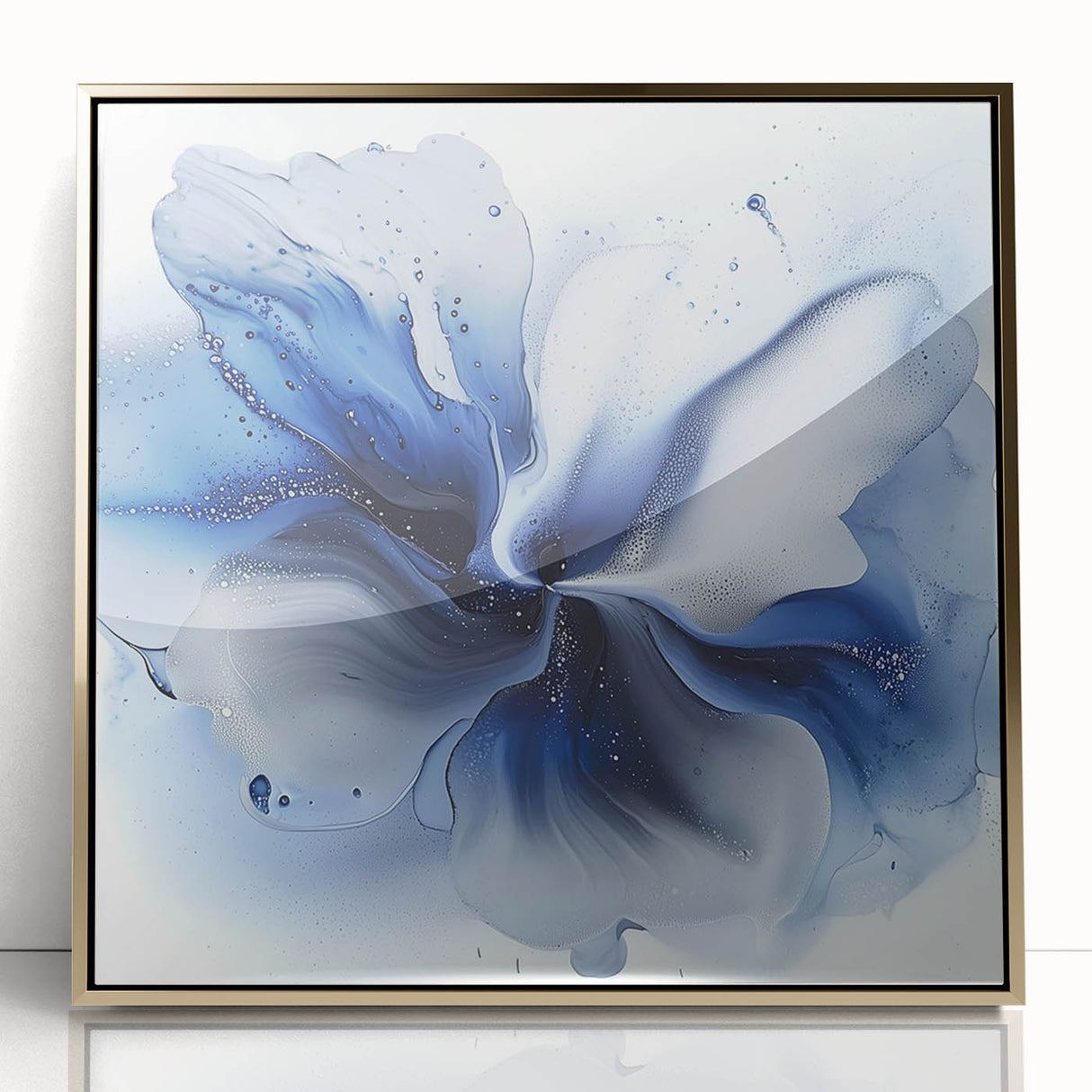Modern Canvas Wall Art for Living Room - Abstract Blue Flower Print