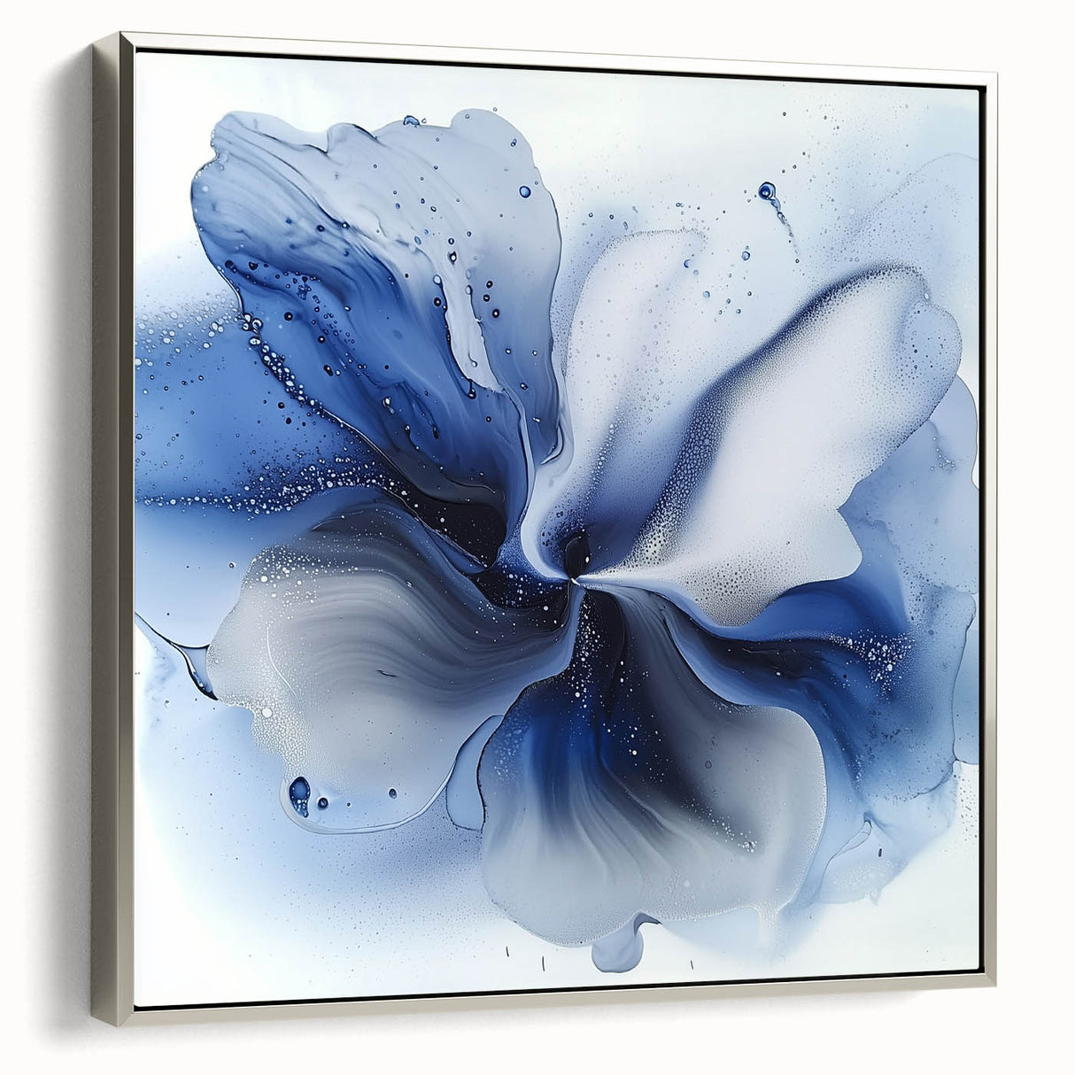 Modern Canvas Wall Art for Living Room - Abstract Blue Flower Print