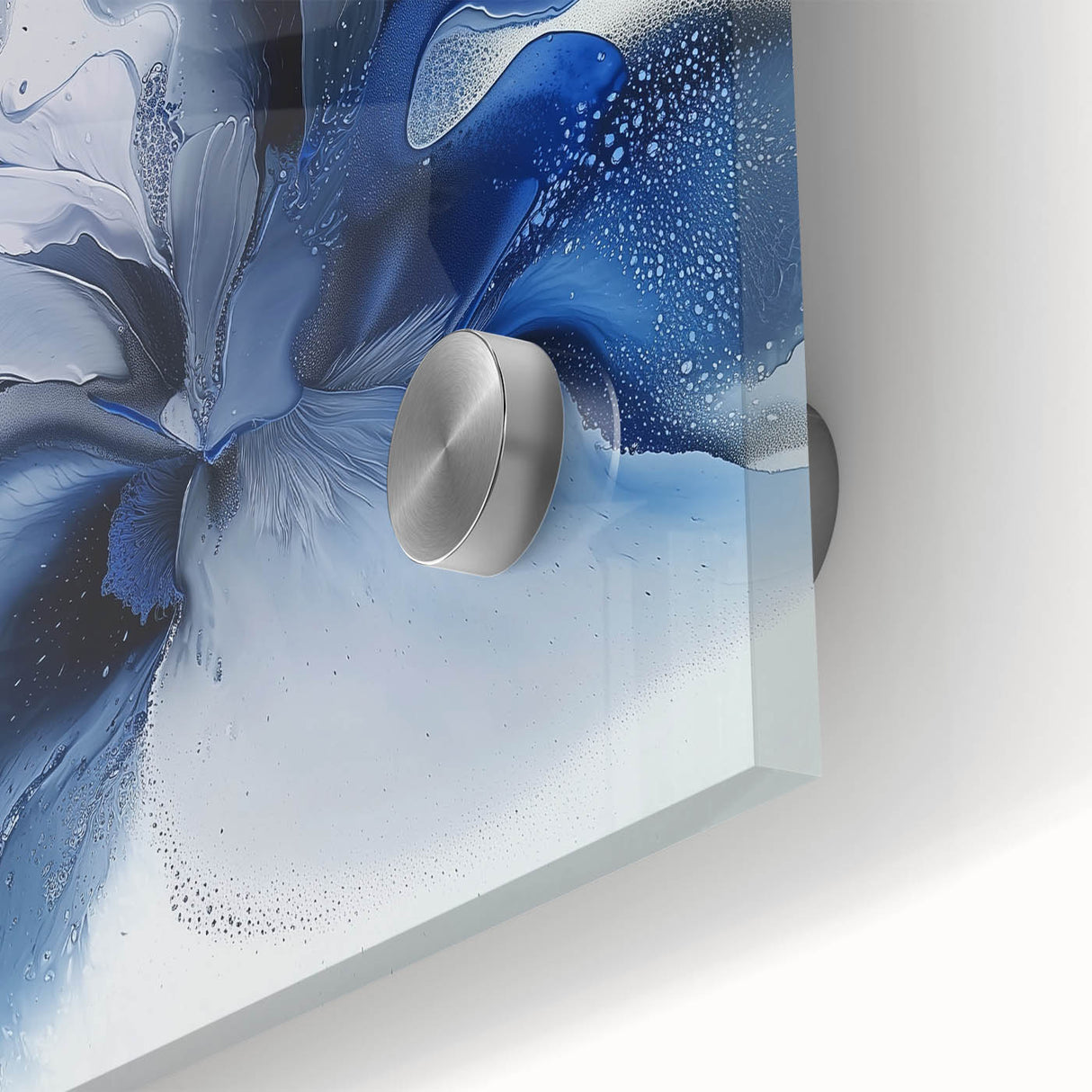 Large Abstract Canvas Wall Art - Modern Blue Flower for Living Room