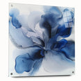 Large Abstract Canvas Wall Art - Modern Blue Flower for Living Room
