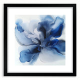 Large Abstract Canvas Wall Art - Modern Blue Flower for Living Room