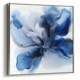 Large Abstract Canvas Wall Art - Modern Blue Flower for Living Room