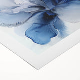 Large Abstract Canvas Wall Art - Modern Blue Flower for Living Room