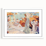 Modern Wall Art - Serene Beach Scene with Bathers | Coastal Decor