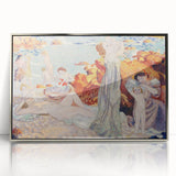 Modern Wall Art - Serene Beach Scene with Bathers | Coastal Decor