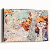 Modern Wall Art - Serene Beach Scene with Bathers | Coastal Decor