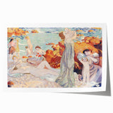 Modern Wall Art - Serene Beach Scene with Bathers | Coastal Decor
