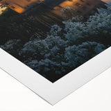 Rolled canvas artwork showcasing a vibrant landscape with a majestic castle set against a picturesque sky, elegantly packaged in a protective tube for easy storage and display.