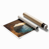 Stunning rolled print showcasing intricate cave landscapes with vibrant colors, ideal for home decor and art enthusiasts, securely packaged for delivery.