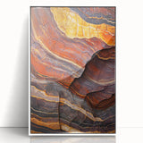 Framed acrylic artwork showcasing a stunning landscape of cliffs, featuring vibrant colors and intricate details, presented in a sleek white frame for a modern touch.