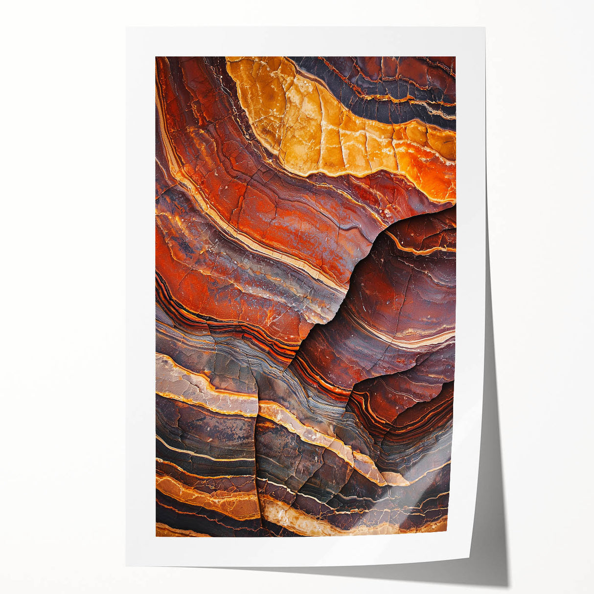 Stunning rolled print showcasing dramatic cliffs and vibrant landscapes, beautifully designed for home decor, securely packaged in a protective cardboard tube.