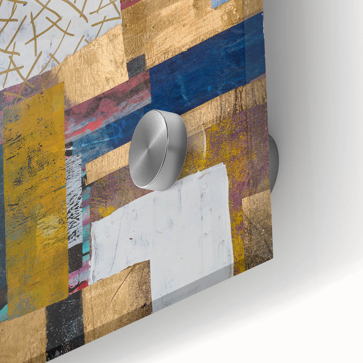 Abstract Bedroom Wall Art – Modern Framed Canvas Print with Gold