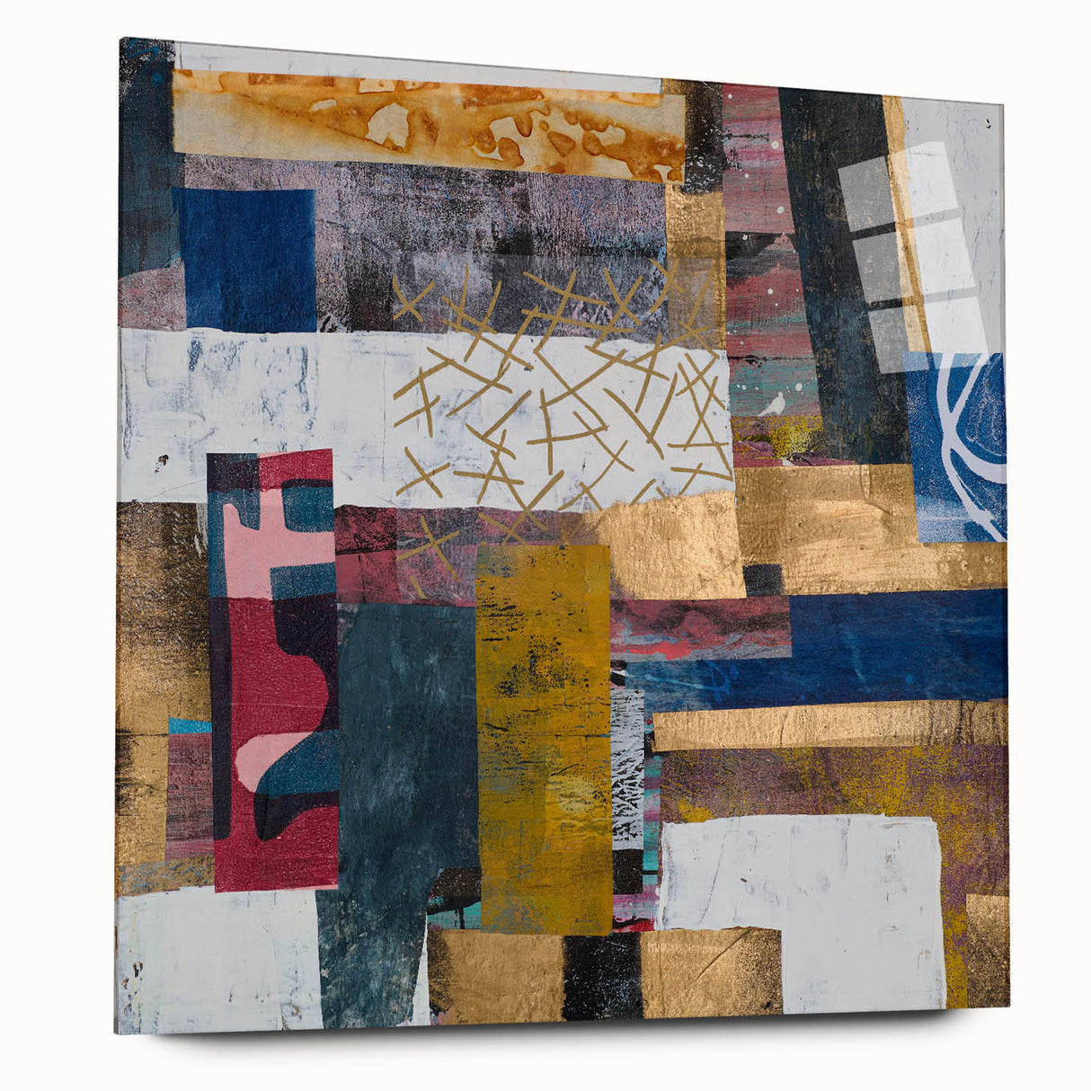Abstract Bedroom Wall Art – Modern Framed Canvas Print with Gold