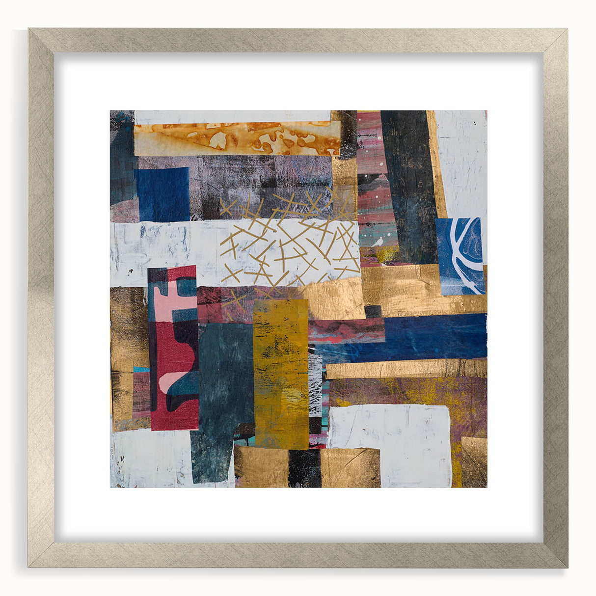 Abstract Bedroom Wall Art – Modern Framed Canvas Print with Gold