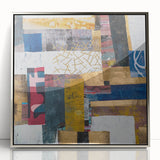 Abstract Bedroom Wall Art – Modern Framed Canvas Print with Gold