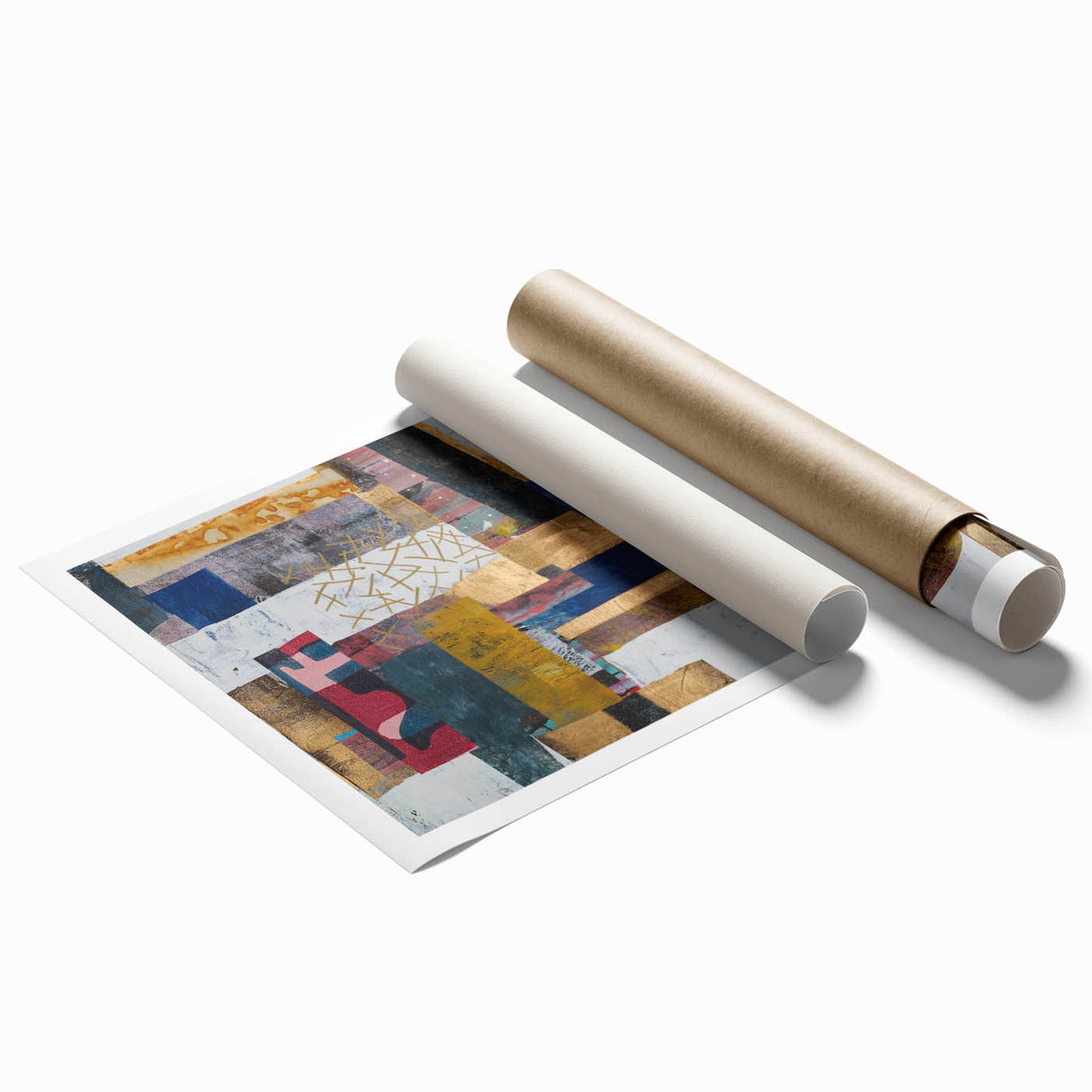 Abstract Bedroom Wall Art – Modern Framed Canvas Print with Gold