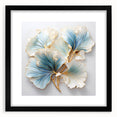 Dining Room Wall Art - Elegant Blue and Gold Floral Decor