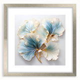 Dining Room Wall Art - Elegant Blue and Gold Floral Decor