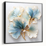 Dining Room Wall Art - Elegant Blue and Gold Floral Decor