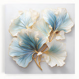 Dining Room Wall Art - Elegant Blue and Gold Floral Decor