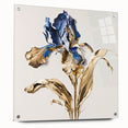 Elegant Blue & Gold Floral Living Room Wall Art – Modern Canvas