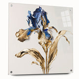 Elegant Blue & Gold Floral Living Room Wall Art – Modern Canvas