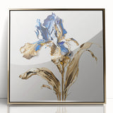 Elegant Blue & Gold Floral Living Room Wall Art – Modern Canvas