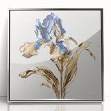 Elegant Blue & Gold Floral Living Room Wall Art – Modern Canvas