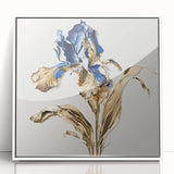 Elegant Blue & Gold Floral Living Room Wall Art – Modern Canvas