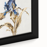 Elegant Blue & Gold Floral Living Room Wall Art – Modern Canvas