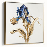 Elegant Blue & Gold Floral Living Room Wall Art – Modern Canvas