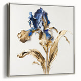 Elegant Blue & Gold Floral Living Room Wall Art – Modern Canvas