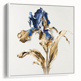 Elegant Blue & Gold Floral Living Room Wall Art – Modern Canvas