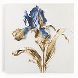 Elegant Blue & Gold Floral Living Room Wall Art – Modern Canvas