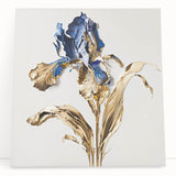 Elegant Blue & Gold Floral Living Room Wall Art – Modern Canvas