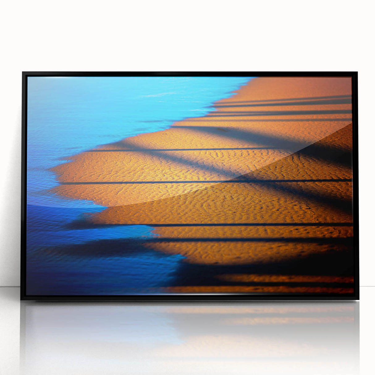 Abstract Blue & Gold Corporate Canvas - Coastal Office Wall Art