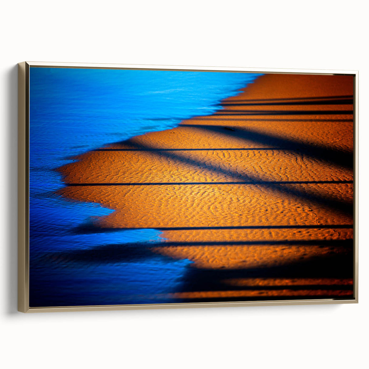 Abstract Blue & Gold Corporate Canvas - Coastal Office Wall Art