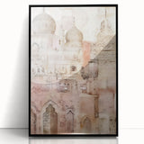 Framed abstract architecture wall art in black acrylic, showcasing geometric patterns and modern design. Ideal for contemporary home decor.