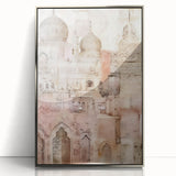 Framed abstract architecture wall art featuring a sleek silver acrylic finish, showcasing geometric shapes and modern design elements, perfect for contemporary home decor.