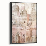 Framed abstract architecture wall art in black, showcasing geometric shapes and lines, viewed from the side against a neutral backdrop, perfect for modern decor.