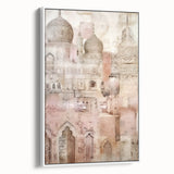 Framed abstract architecture wall art in white, showcasing intricate geometric patterns and textures, perfect for modern home decor or office aesthetics.