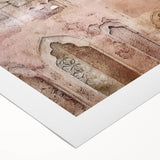 Abstract architectural wall art on rolled canvas showcasing geometric shapes and vibrant colors, ideal for modern home decor, presented in protective cardboard tube.