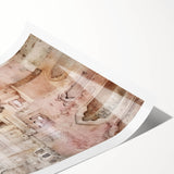 Abstract architectural wall art print showcasing geometric shapes in vibrant colors, rolled and ready for framing or display, emphasizing modern design aesthetics.