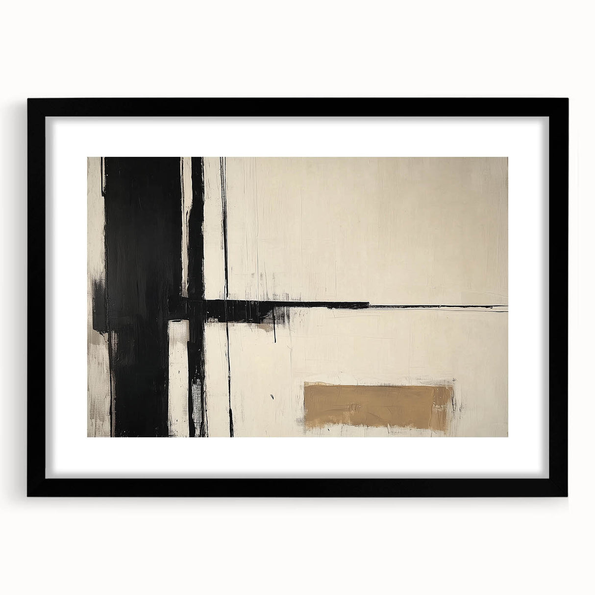 Abstract geometric frame design in matte black, showcasing a modern aesthetic with sharp lines and angles, ideal for contemporary decor.