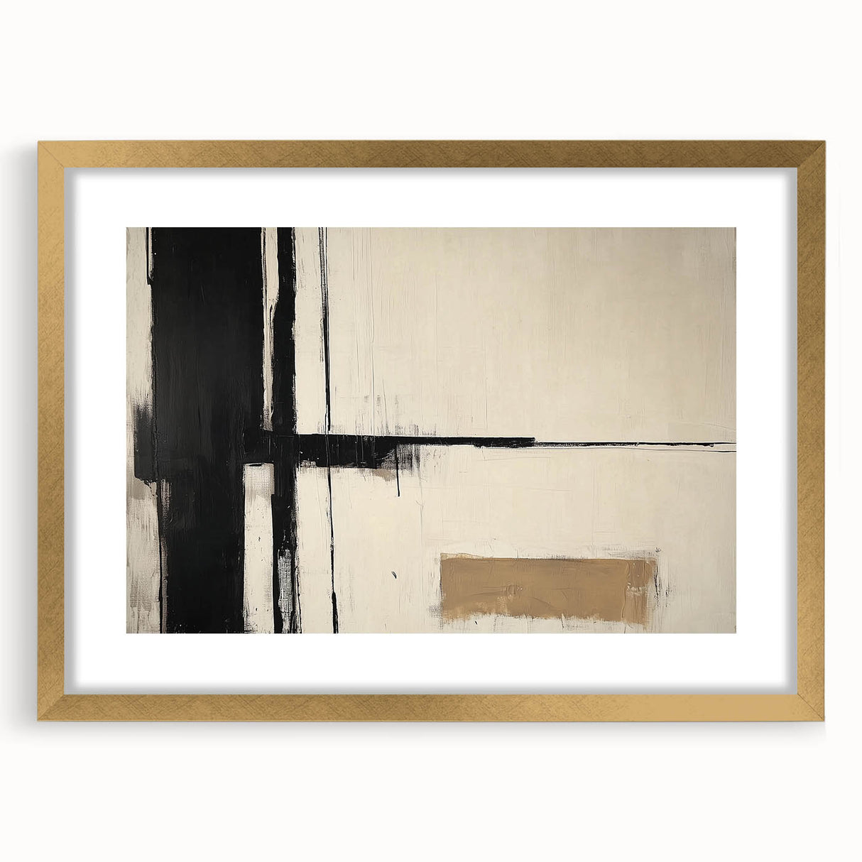 Abstract geometric frame with a gold mat showcasing a modern design, perfect for enhancing contemporary interior decor, ideal for framing artwork or photos.