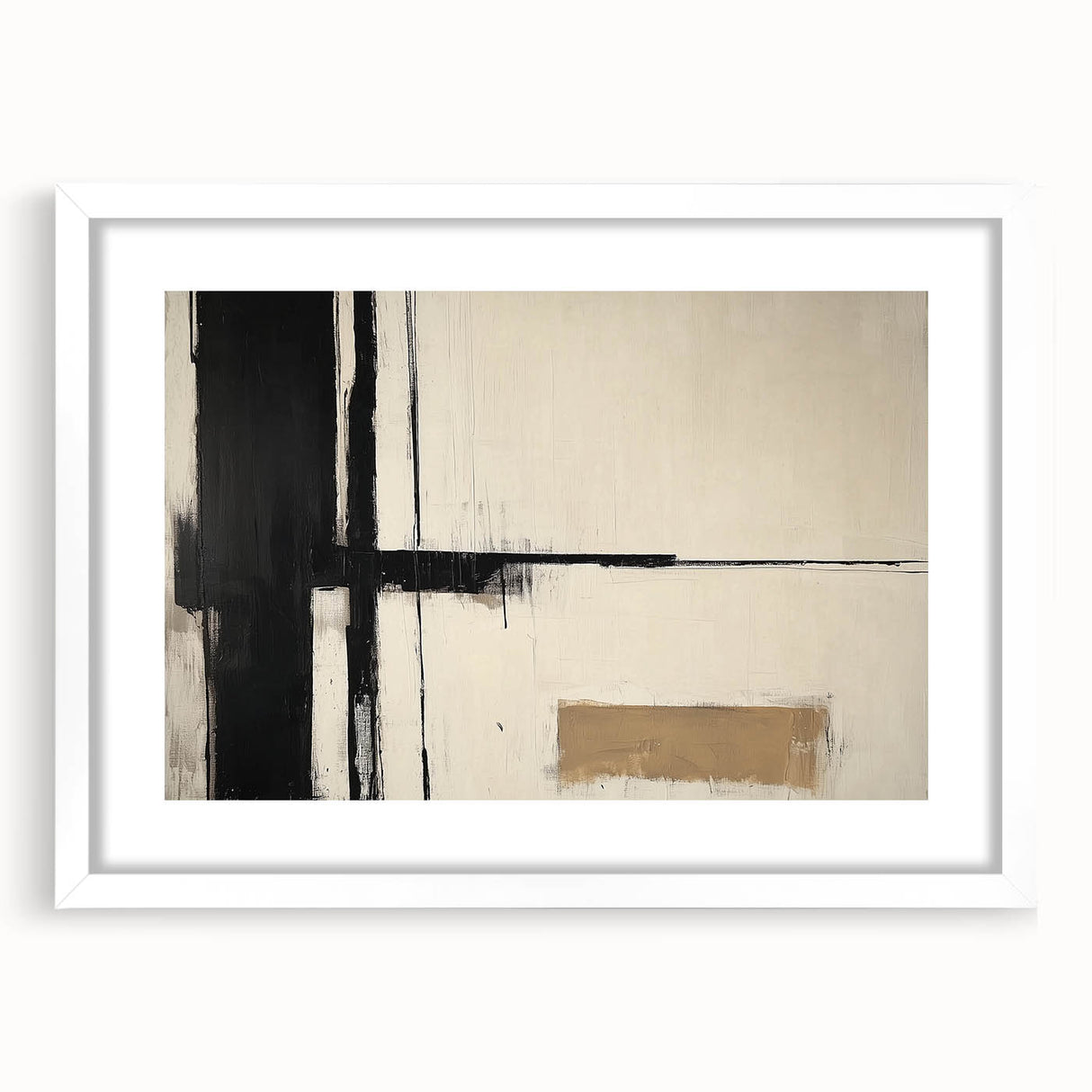 Abstract geometric frame featuring a modern white mat and a sleek design, ideal for displaying artwork or photographs, enhancing contemporary decor. The frame showcases clean lines and a minimalistic aesthetic, perfect for adding a sophisticated touch to any room.