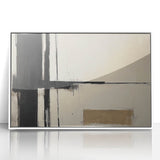 Framed acrylic wall art showcasing a modern abstract geometric design in white, perfect for contemporary home décor. The artwork adds a stylish touch to any living space.