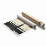 Abstract geometric rolled print showcasing vibrant colors and intricate patterns, ideal for modern home decor. Packaged securely in a cardboard tube for safe delivery.