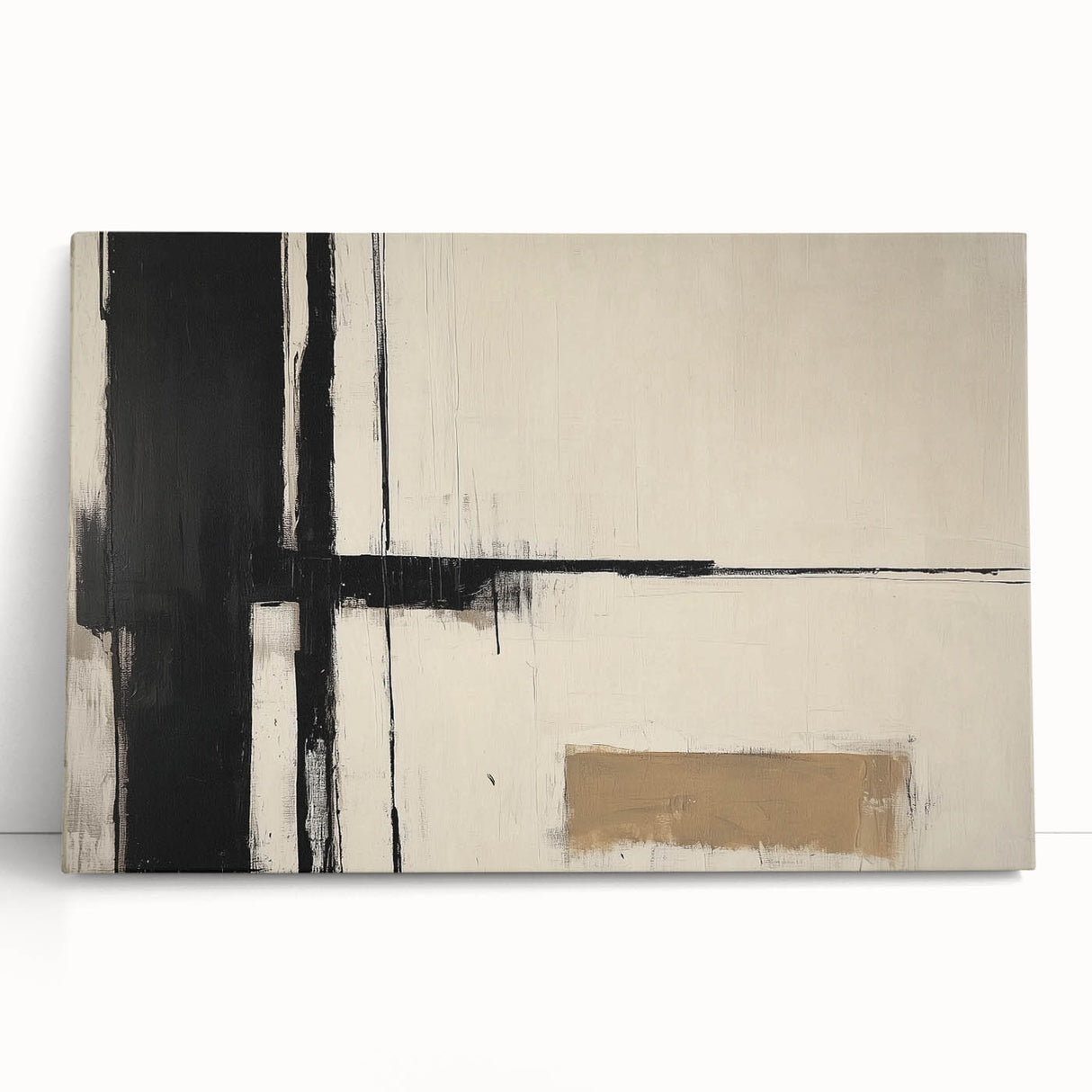 Abstract geometric stretched canvas artwork featuring vibrant colors and sharp angles, ideal for modern decor. Perfect for adding a contemporary touch to any room.